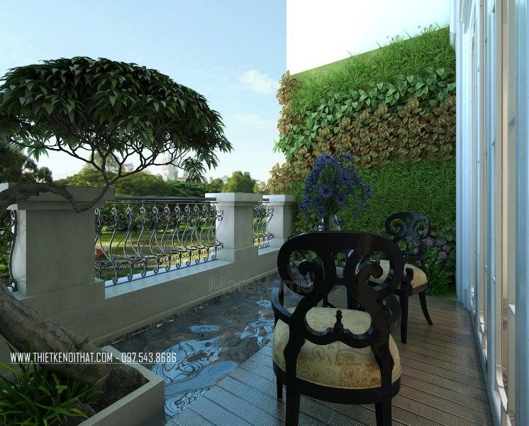 Thiết kế sảnh ngoài trời nhà liền kề khu đô thị Văn Quán